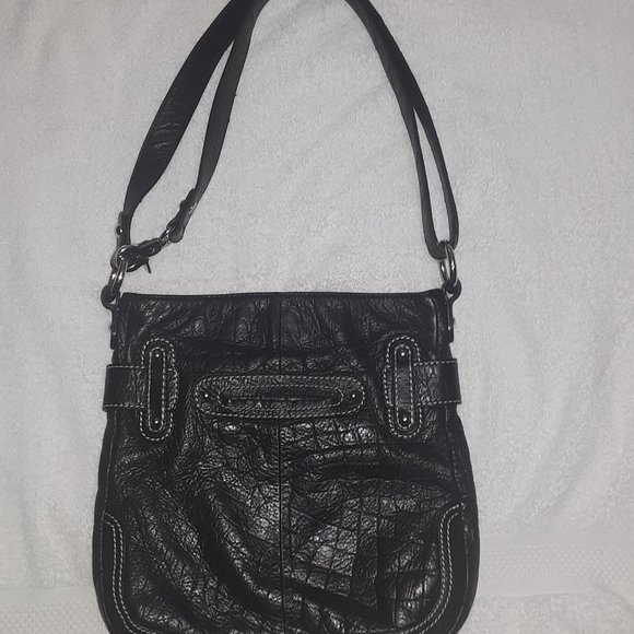 B. MAKOWSKY Black Genuine Pebble Leather Silver Hardware - Picture 4 of 13